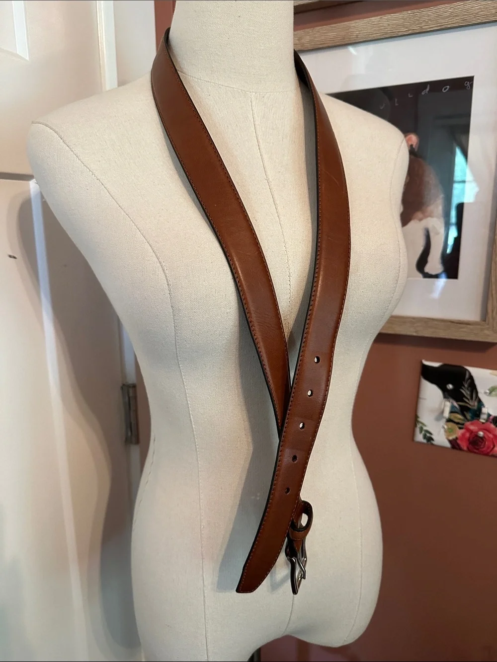 J. Crew Classic Brown Leather Men's 38 Silver Buckle belt
